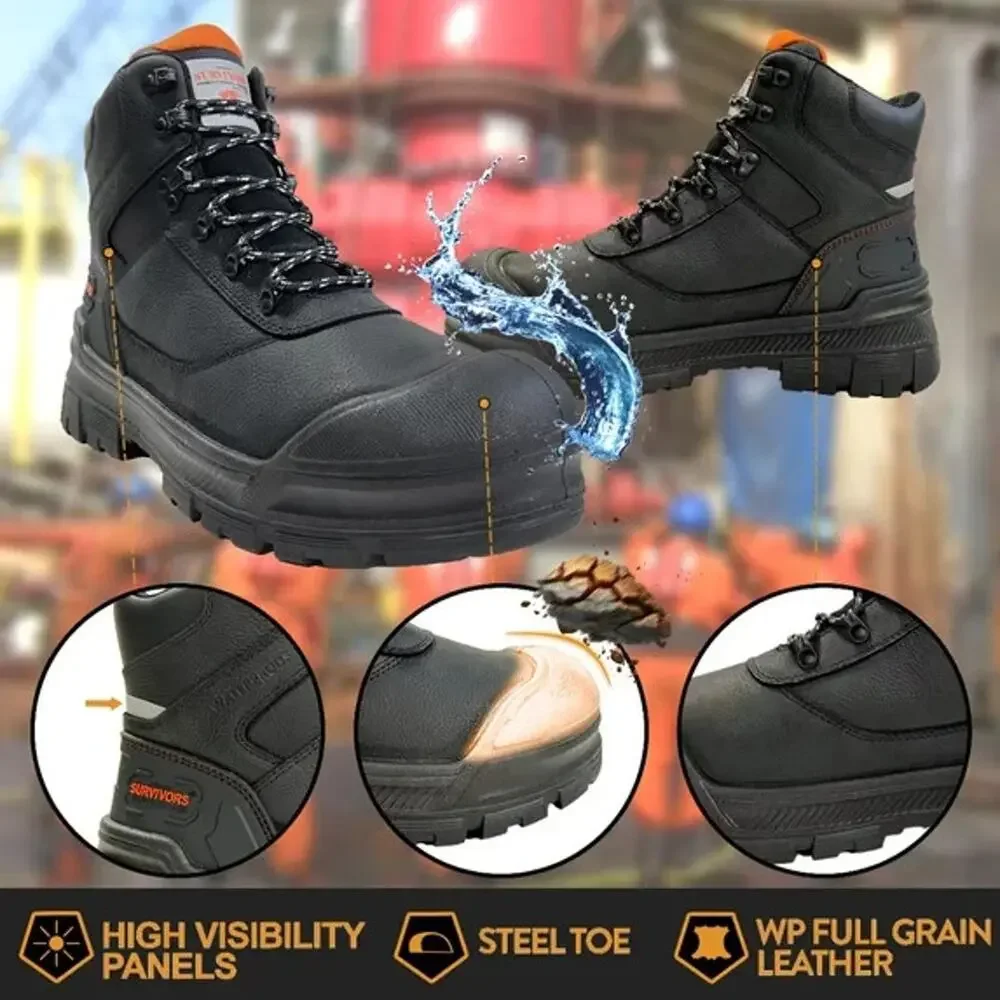 HERMAN Survivors Leather Groundbreaker Steel Toe Work Boots Size 8.5 MRSP $99